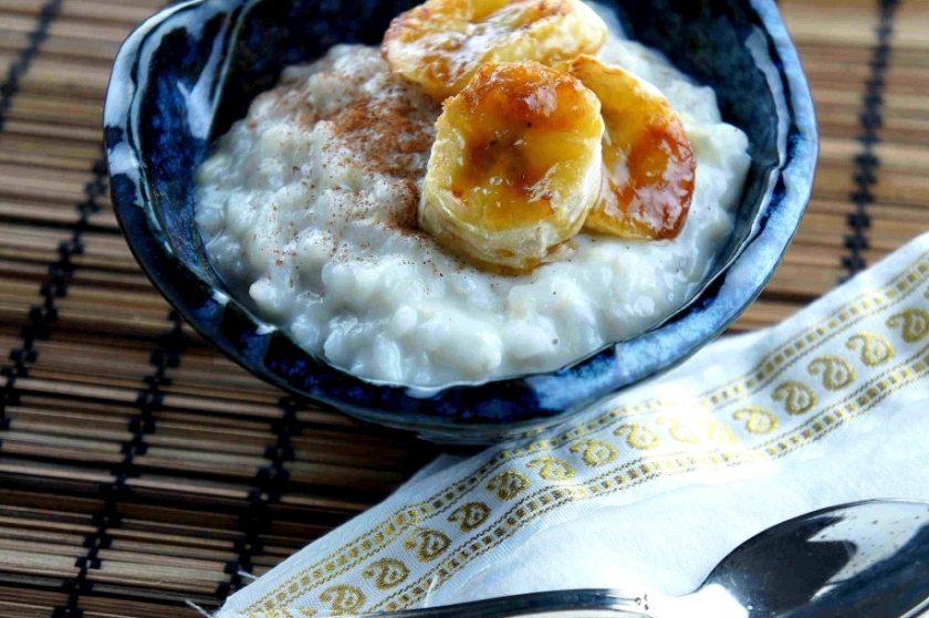 Rice pudding with banana and coconut (low FODMAP, gluten free, vegan)